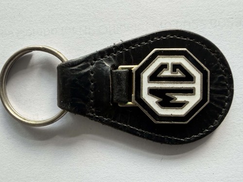 Keyring black leather fob - mg,